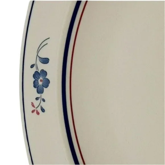 Stockholm Red Blue Floral Dinner Plate Vintage Patriotic Stoneware Dinnerware - Picture 4 of 8